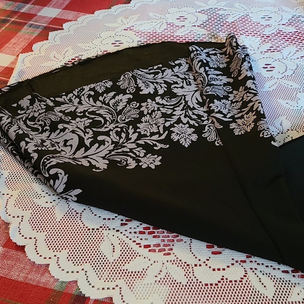 INC International Concepts Black Flare Pants with  Scroll Print